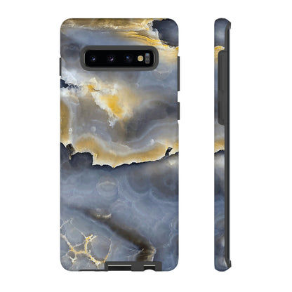 Marble Blue Gold Android Case (Protective) Samsung Galaxy S10 Plus Matte Phone Case