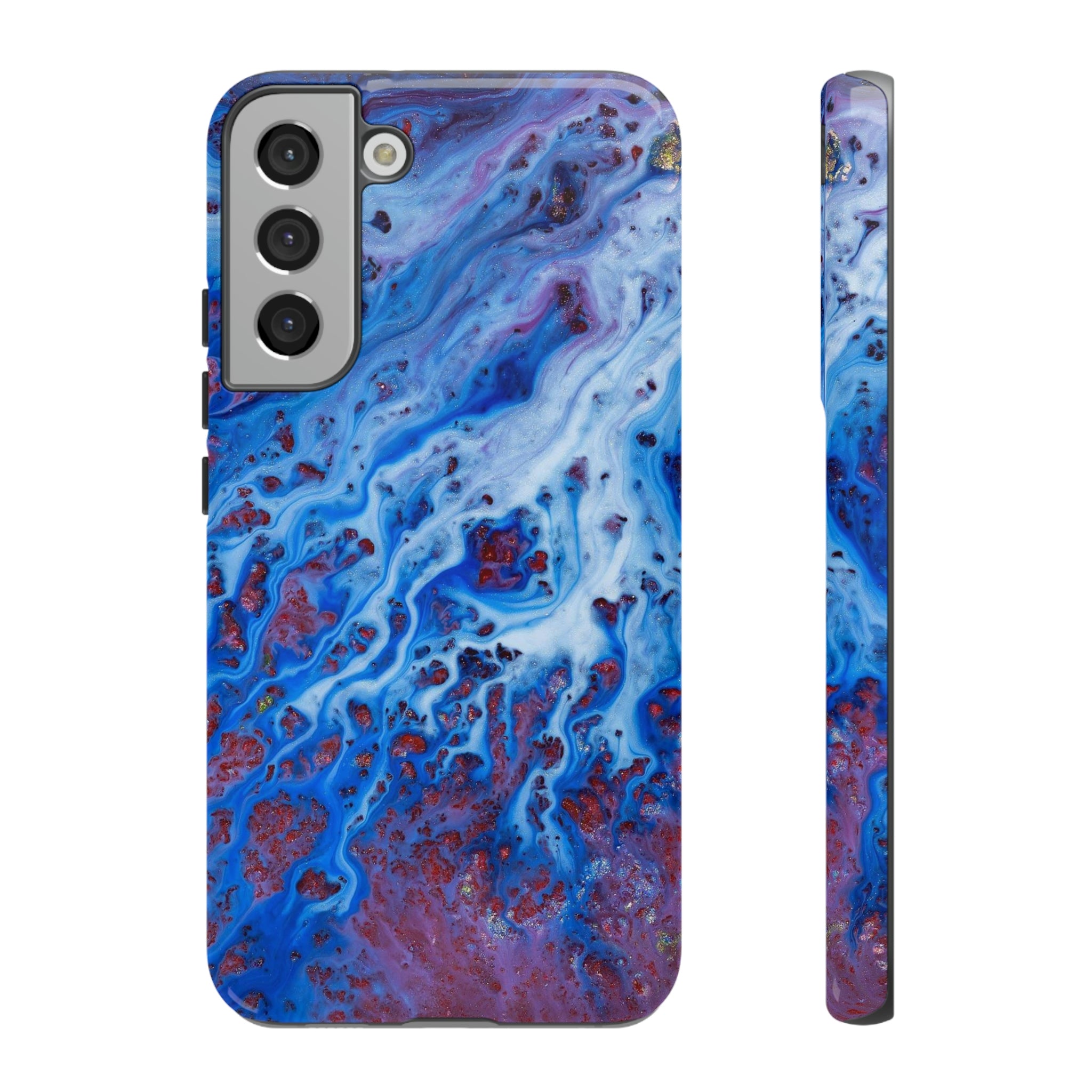 Ice Blue River Ink Art Android Case (Protective) Samsung Galaxy S22 Plus Glossy Phone Case