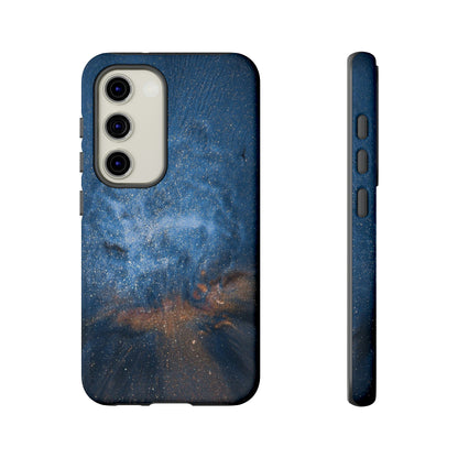 Blue Stardust Ink Art Android Case (Protective) Samsung Galaxy S23 Glossy Phone Case