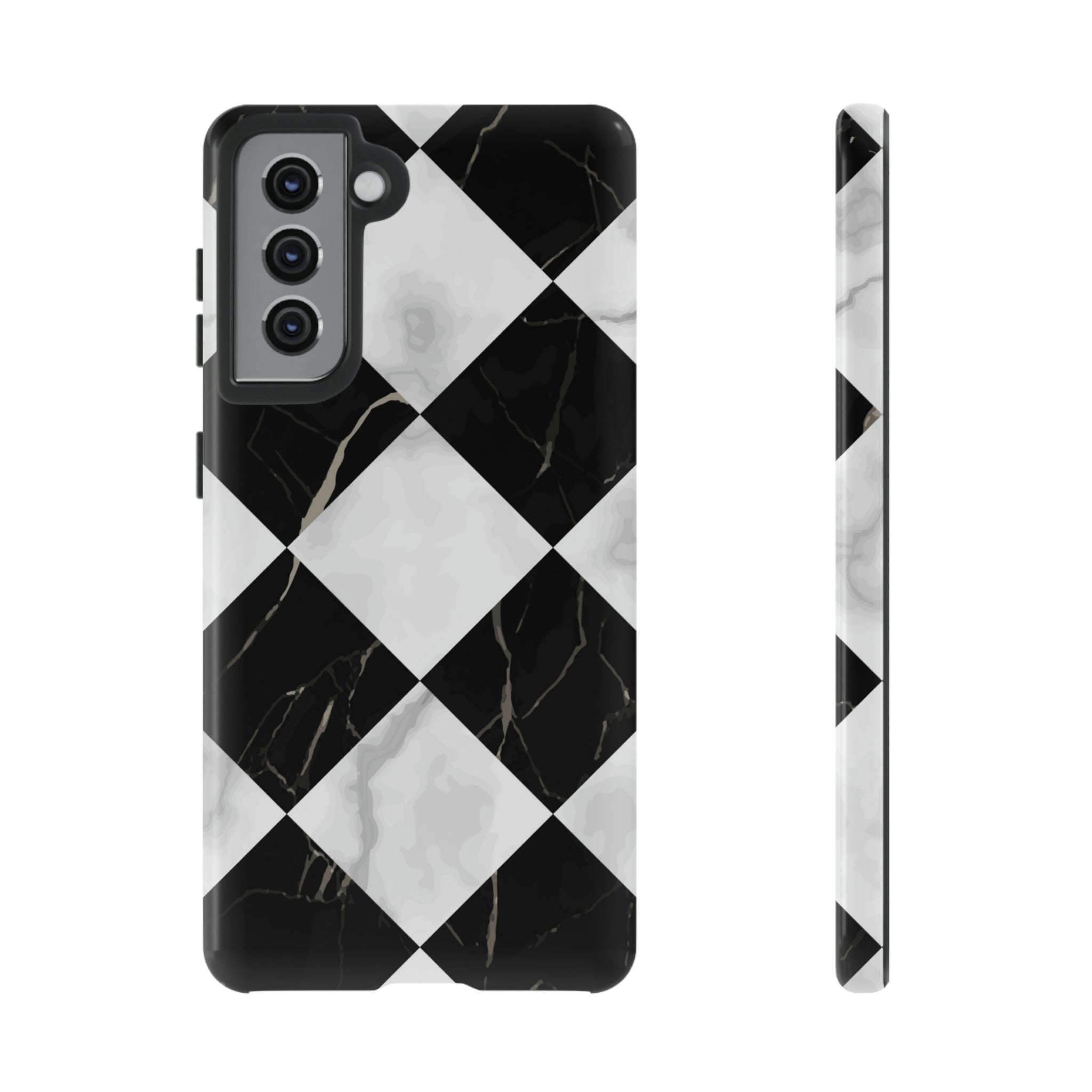 Check Marble Android Case (Protective) Samsung Galaxy S21 Glossy Phone Case