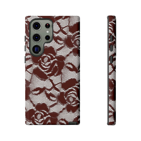 Red Rose Lace Gothic Flower Samsung Case (Protective) Samsung Galaxy S23 Ultra Glossy Phone Case