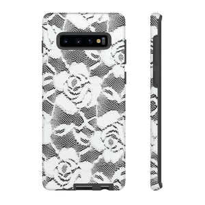 CASEBOB Phone Case Samsung Galaxy S10 Plus / Matte White Rose Lace Gothic Flower Samsung Case (Protective)