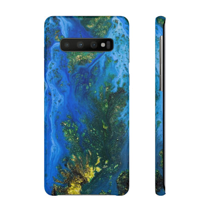 Blue Globe Ink Art Android Case (Slim) Samsung Galaxy S10 Glossy Phone Case