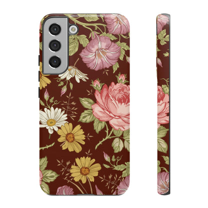 Dark red Vintage Flower Samsung Case (Protective) Samsung Galaxy S22 Plus Glossy Phone Case