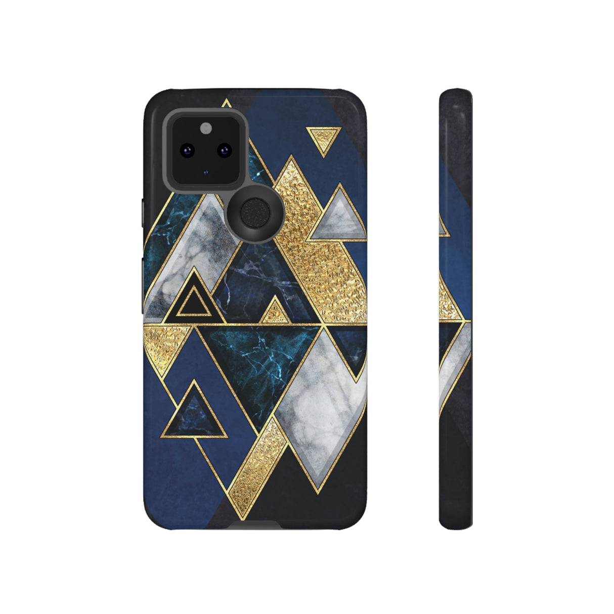 Dark Blue Geometric Android Case (Protective) Google Pixel 5 5G Glossy Phone Case