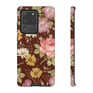 Dark red Vintage Flower Samsung Case (Protective) Samsung Galaxy S20 Ultra Glossy Phone Case