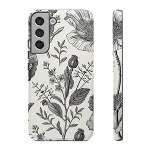 Poppy Gray Vintage Flower Samsung Case (Protective) Samsung Galaxy S22 Plus Matte Phone Case