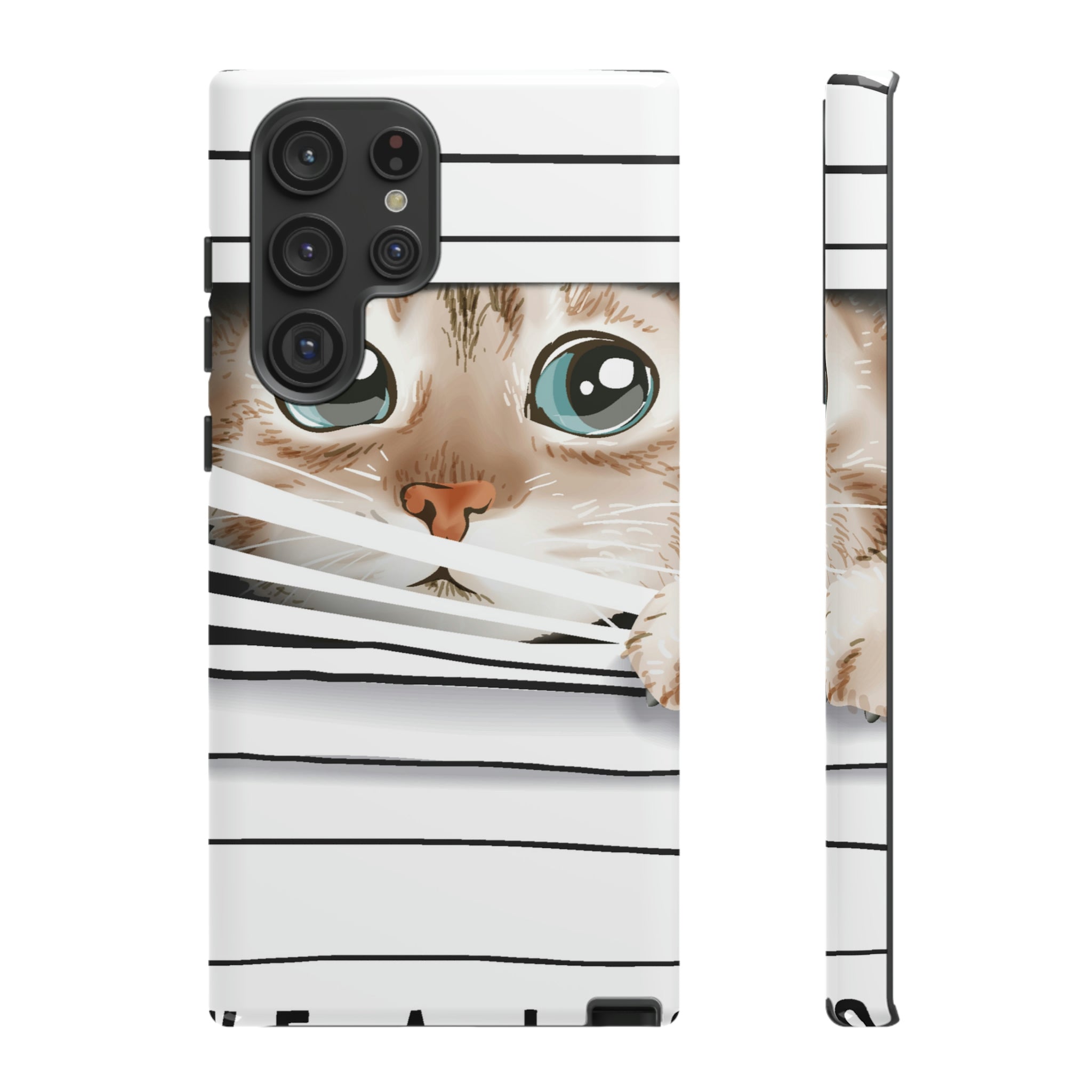 Cute Cat Window Android Case (Protective) Samsung Galaxy S22 Ultra Glossy Phone Case