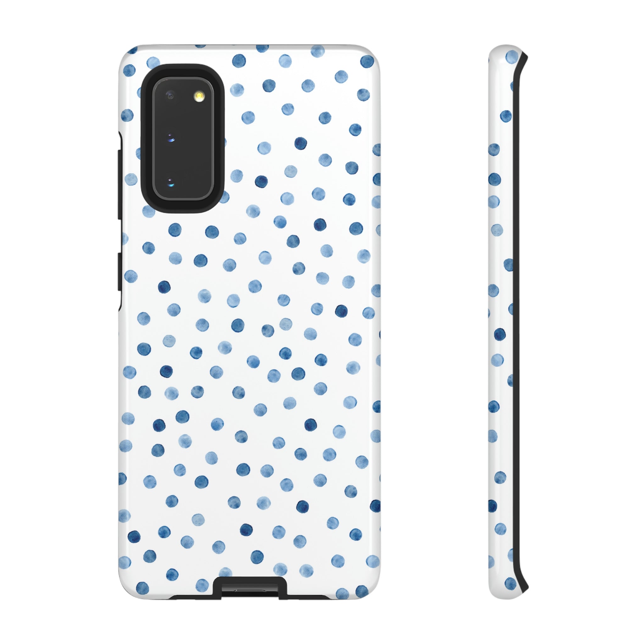 Blue Dots Pattern Android Case (Protective) Samsung Galaxy S20 Glossy Phone Case