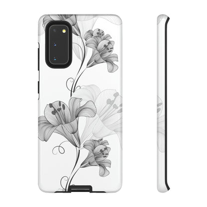 Lily Flower Monochrome Android Case (Protective) Samsung Galaxy S20 Glossy Phone Case