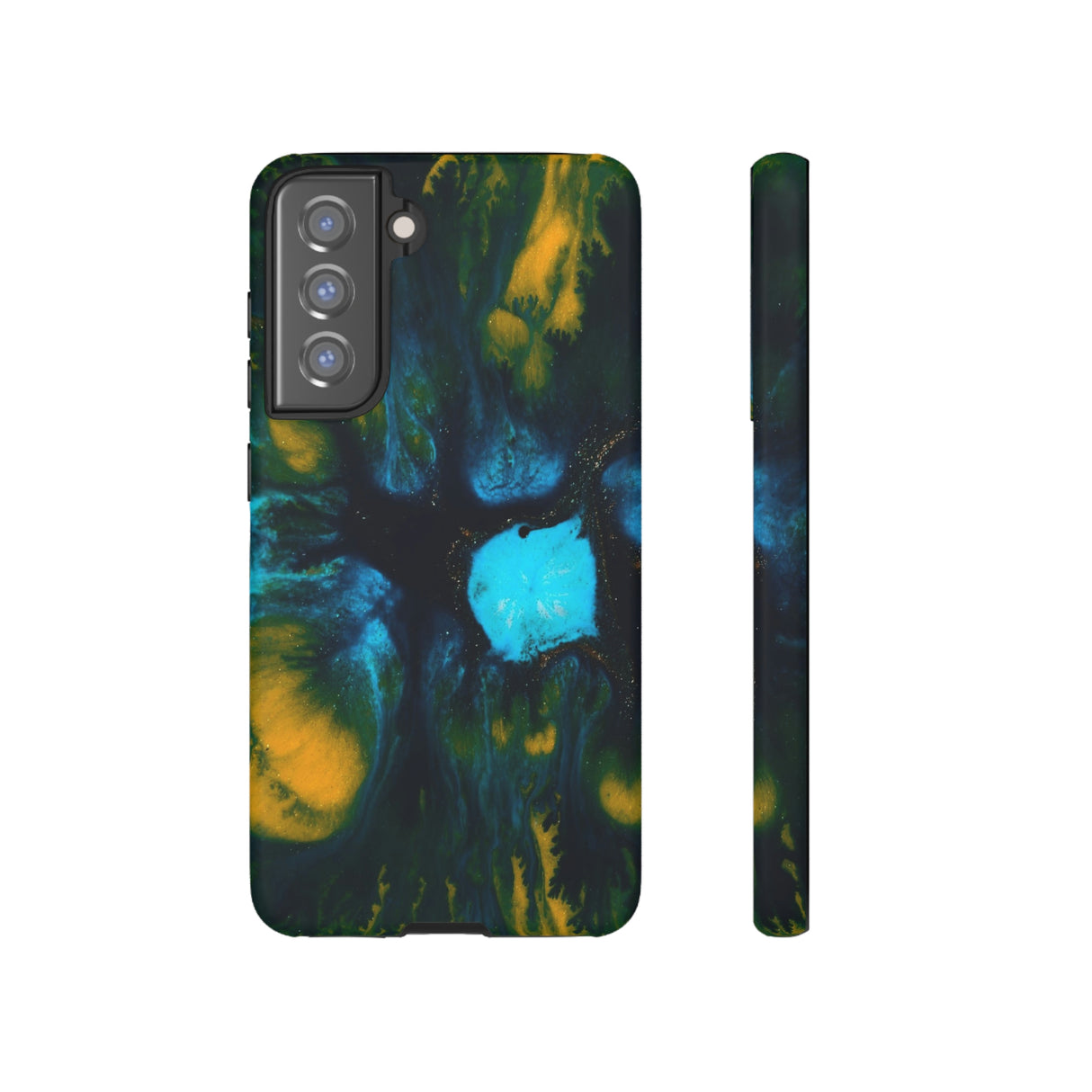 Blue Flower Ink Art Android Case (Protective) Samsung Galaxy S21 FE Matte Phone Case