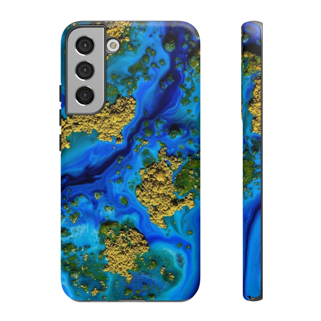 Blue Clear Ocean Ink Art Android Case (Protective) Samsung Galaxy S22 Plus Matte Phone Case