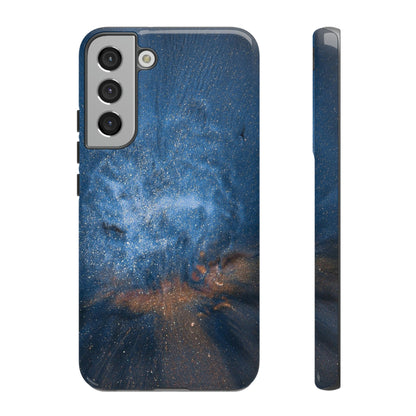 Blue Stardust Ink Art Android Case (Protective) Samsung Galaxy S22 Plus Glossy Phone Case