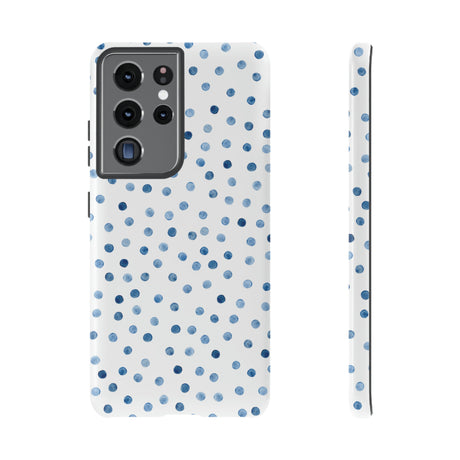 Blue Dots Pattern Android Case (Protective) Samsung Galaxy S21 Ultra Glossy Phone Case