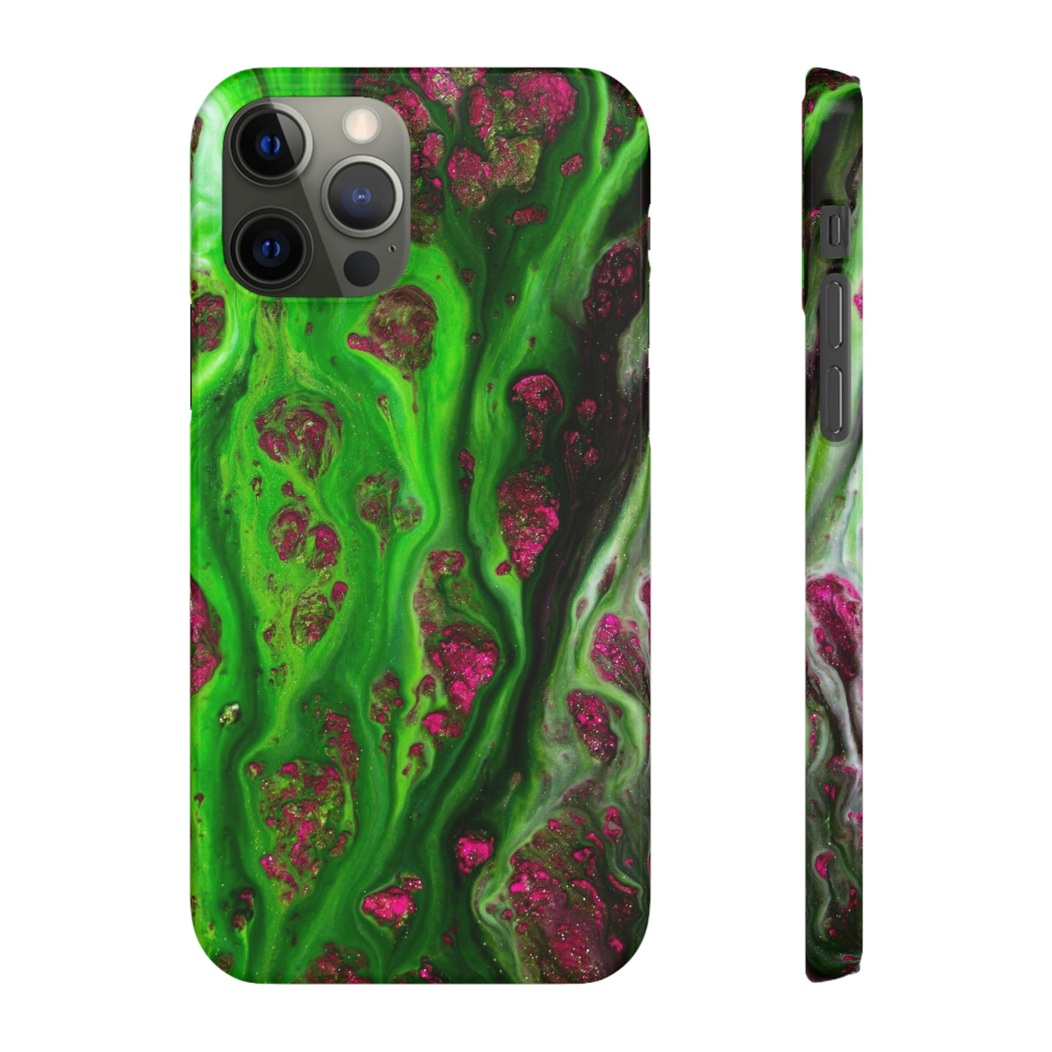 Toxic Green Ink Art iPhone Case (Slim) iPhone 12 Pro Glossy Phone Case