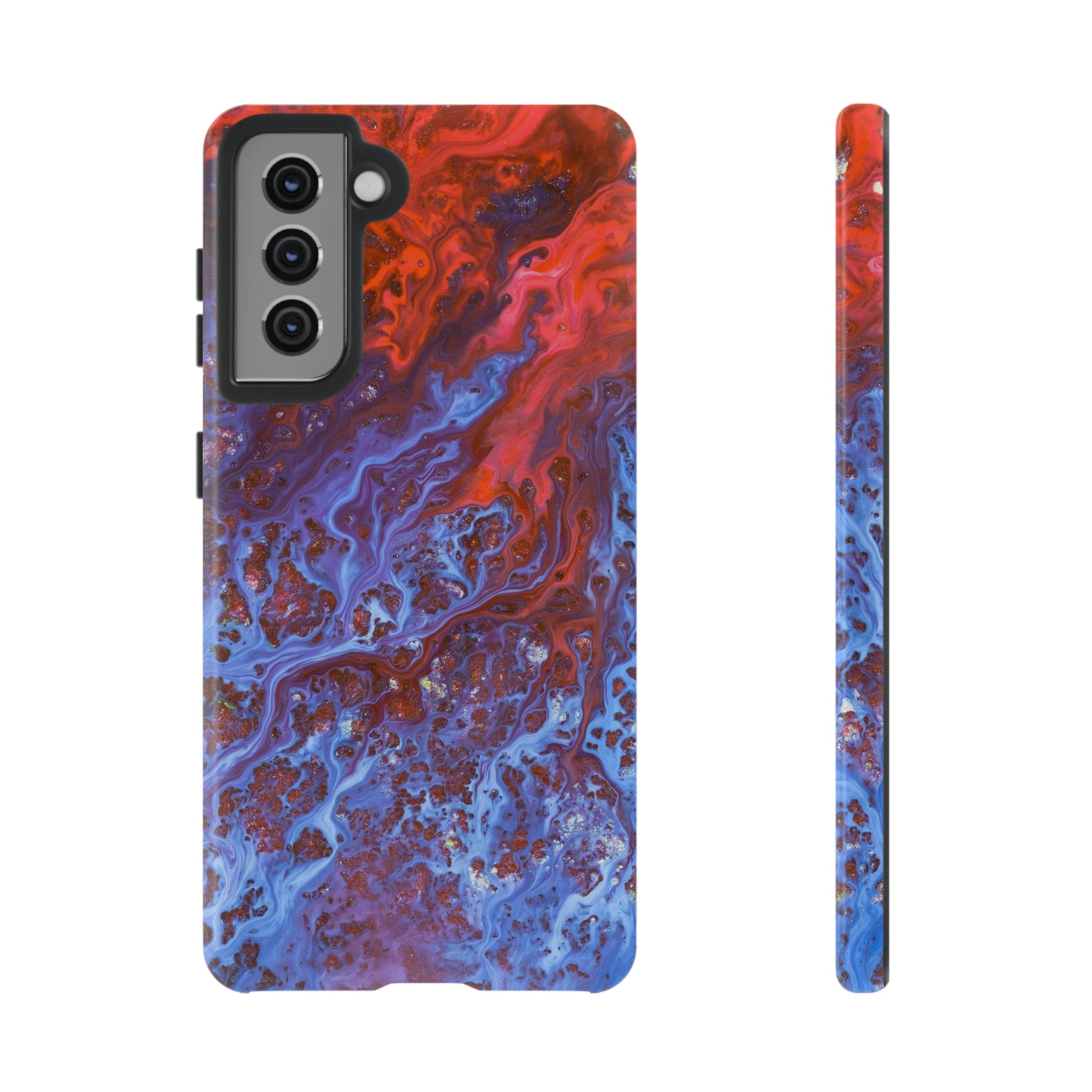 Blue Lava Ink Art Android Case (Protective) Samsung Galaxy S21 Glossy Phone Case