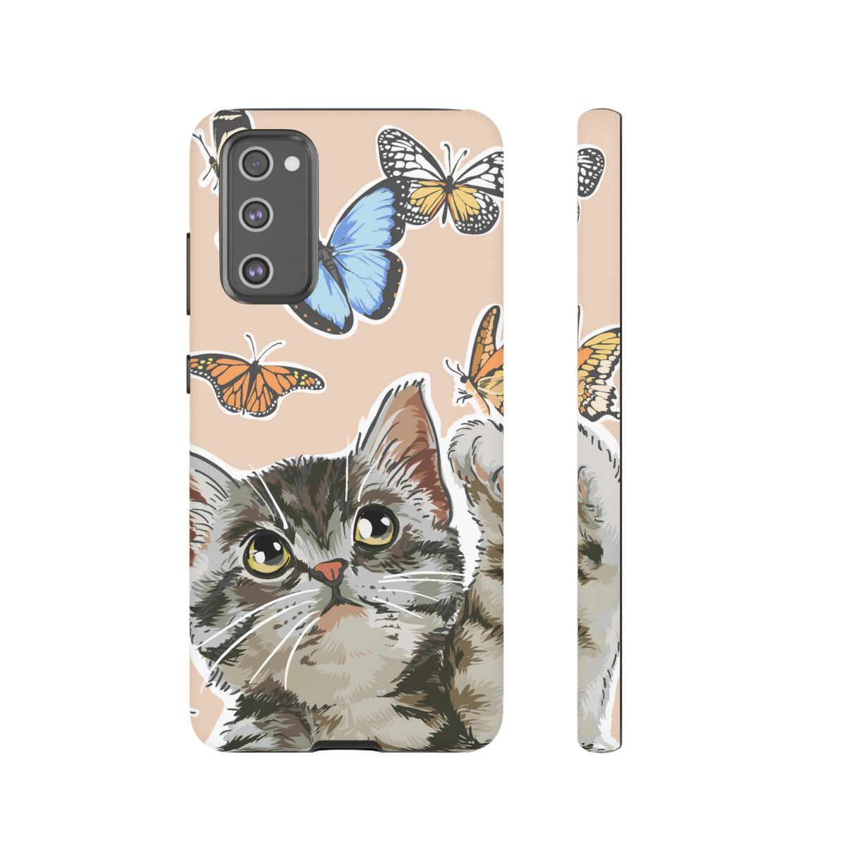 Cute Cat Butterflies Android Case (Protective) Samsung Galaxy S20 FE Matte Phone Case