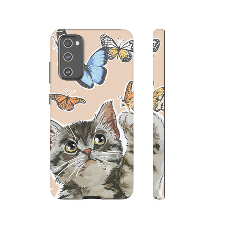 Cute Cat Butterflies Android Case (Protective) Samsung Galaxy S20 FE Matte Phone Case