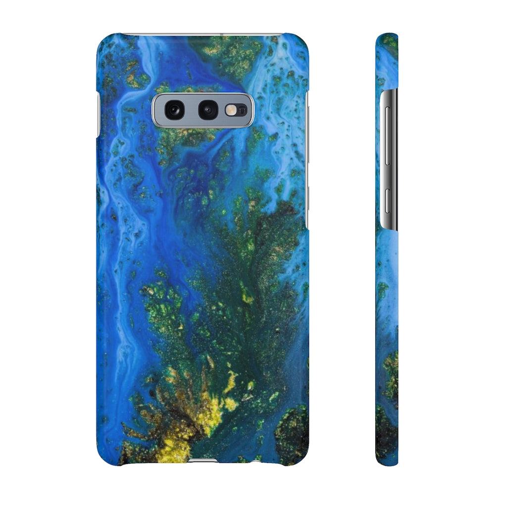 Blue Globe Ink Art Android Case (Slim) Samsung Galaxy S10E Glossy Phone Case