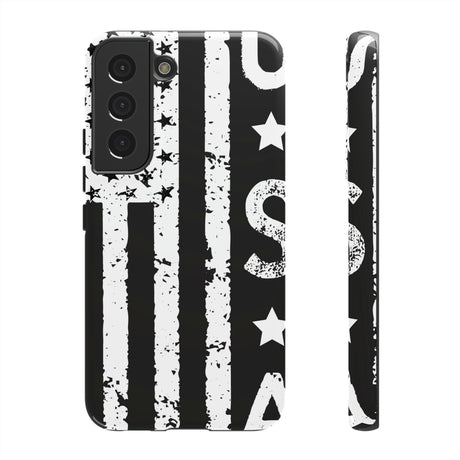 Black n White U.S Flag Android Case (Protective) Samsung Galaxy S22 Glossy Phone Case