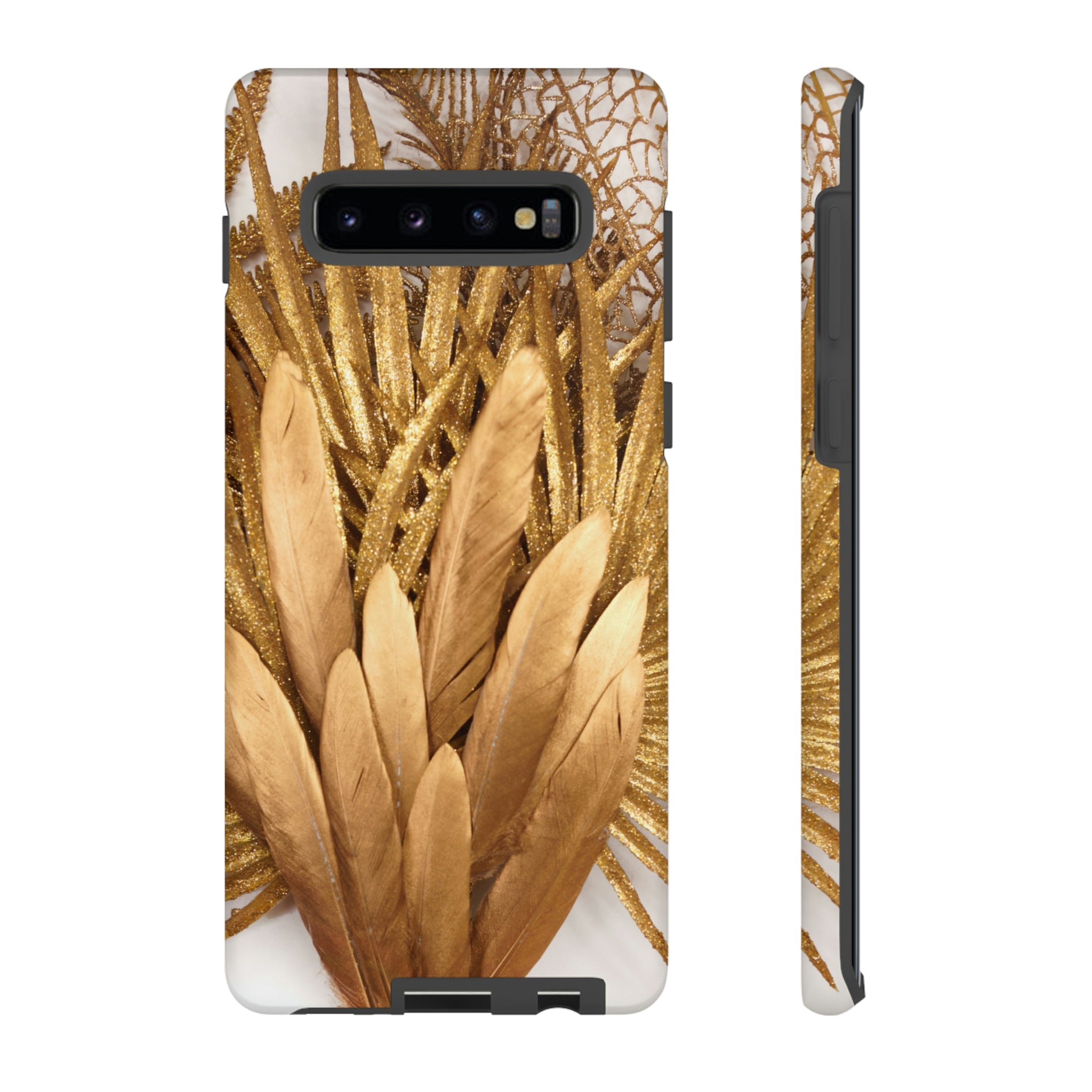 Gold Feather Android Case (Protective) Samsung Galaxy S10 Plus Matte Phone Case