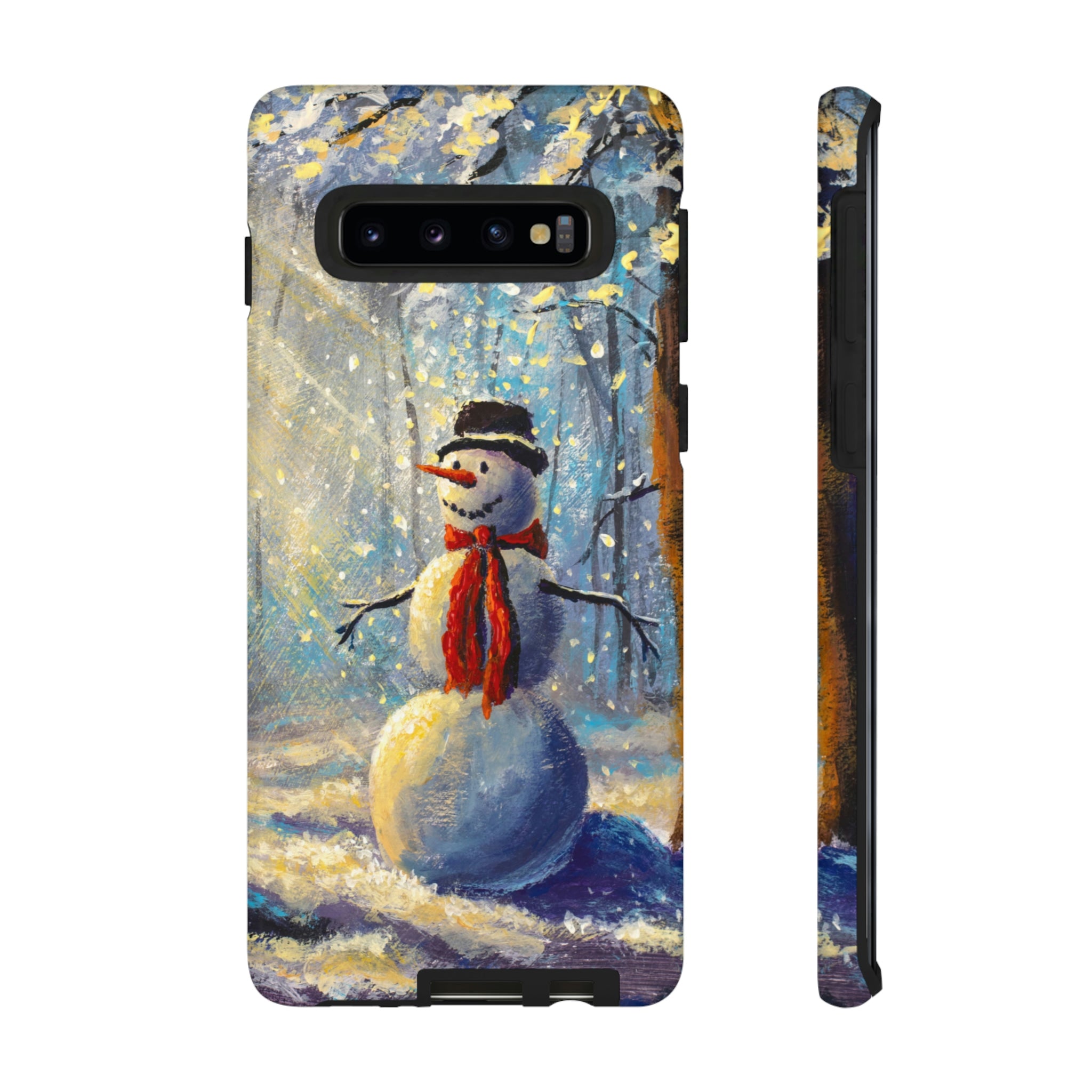 Happy Snowman Android Case (Protective) Samsung Galaxy S10 Glossy Phone Case