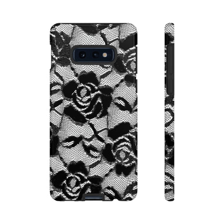 Black Rose Lace Gothic Flower Samsung Case (Protective) Samsung Galaxy S10E Glossy Phone Case