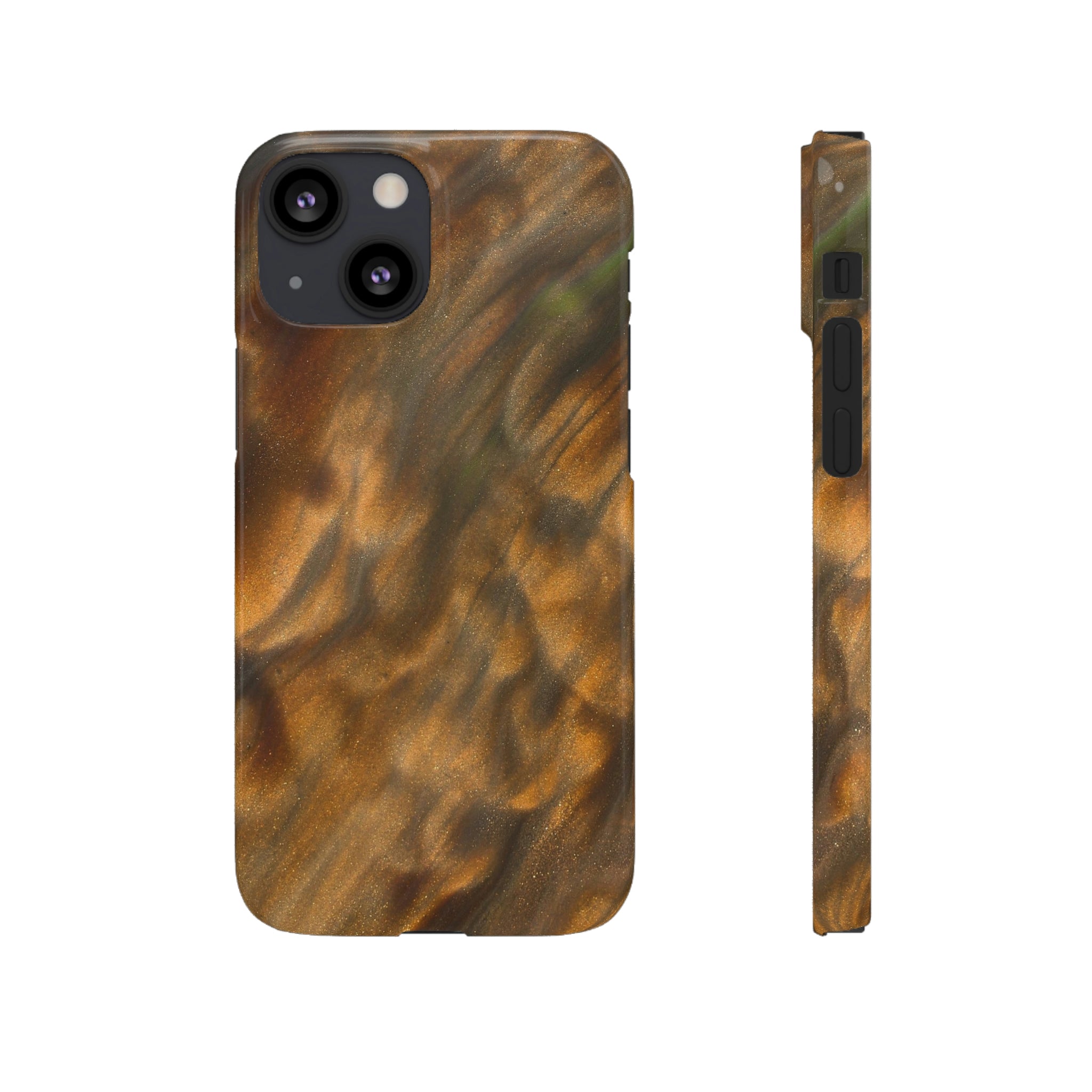 Gold Sand Ink Art iPhone Case (Slim) iPhone 13 Mini Glossy Phone Case