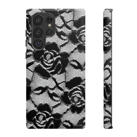 Black Rose Lace Gothic Flower Samsung Case (Protective) Samsung Galaxy S22 Ultra Matte Phone Case