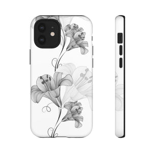 Lily Flower Monochrome iPhone Case (Protective) iPhone 12 Mini Matte Phone Case