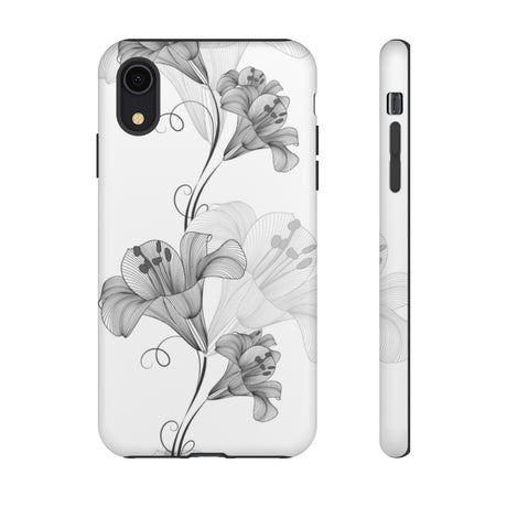 Lily Flower Monochrome iPhone Case (Protective) iPhone XR Matte Phone Case