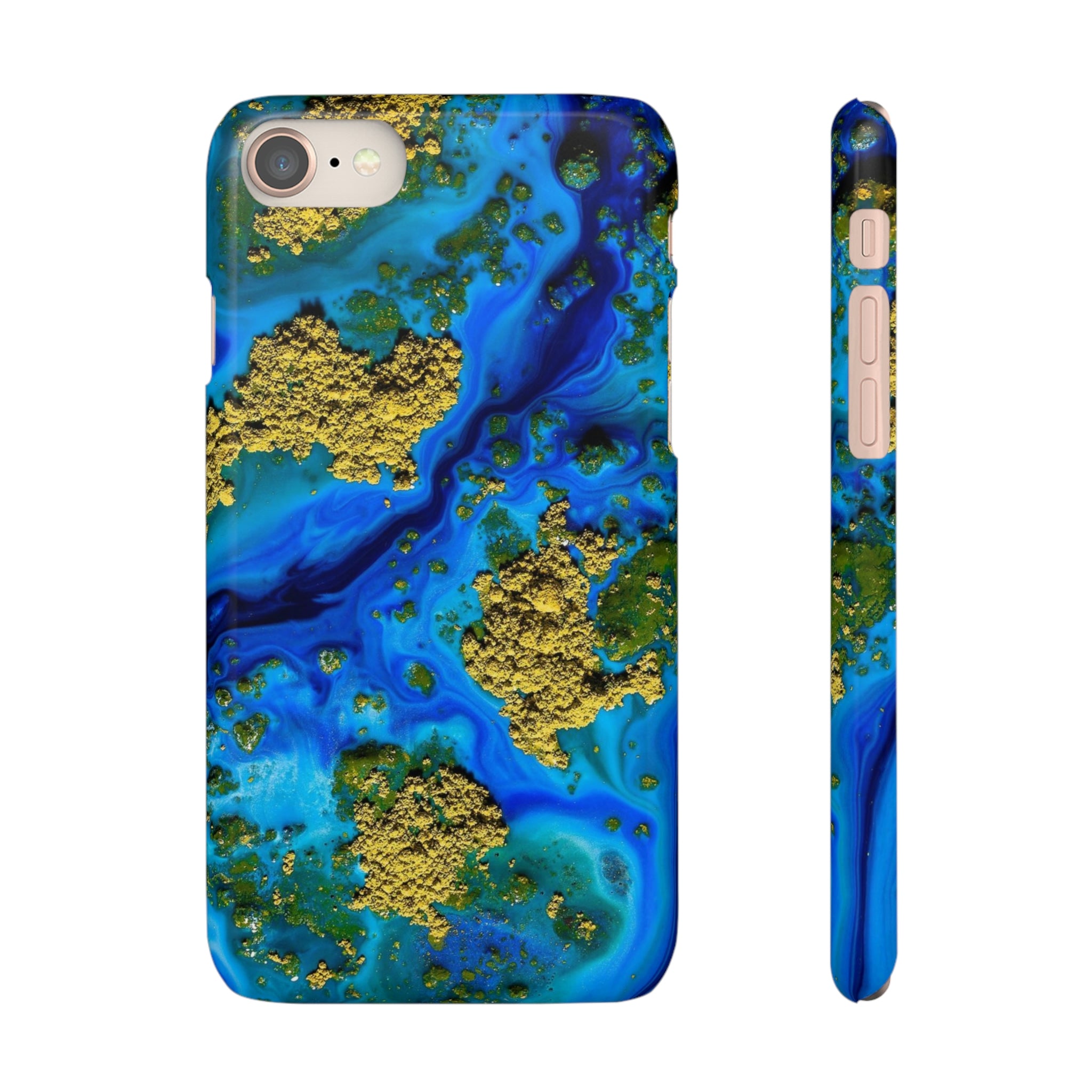 Blue Clear Ocean Ink Art iPhone Case (Slim) iPhone 8 Glossy Phone Case