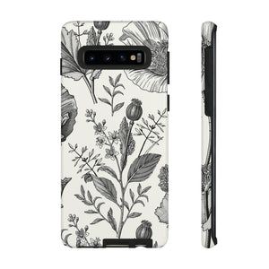 Poppy Gray Vintage Flower Samsung Case (Protective) Samsung Galaxy S10 Glossy Phone Case