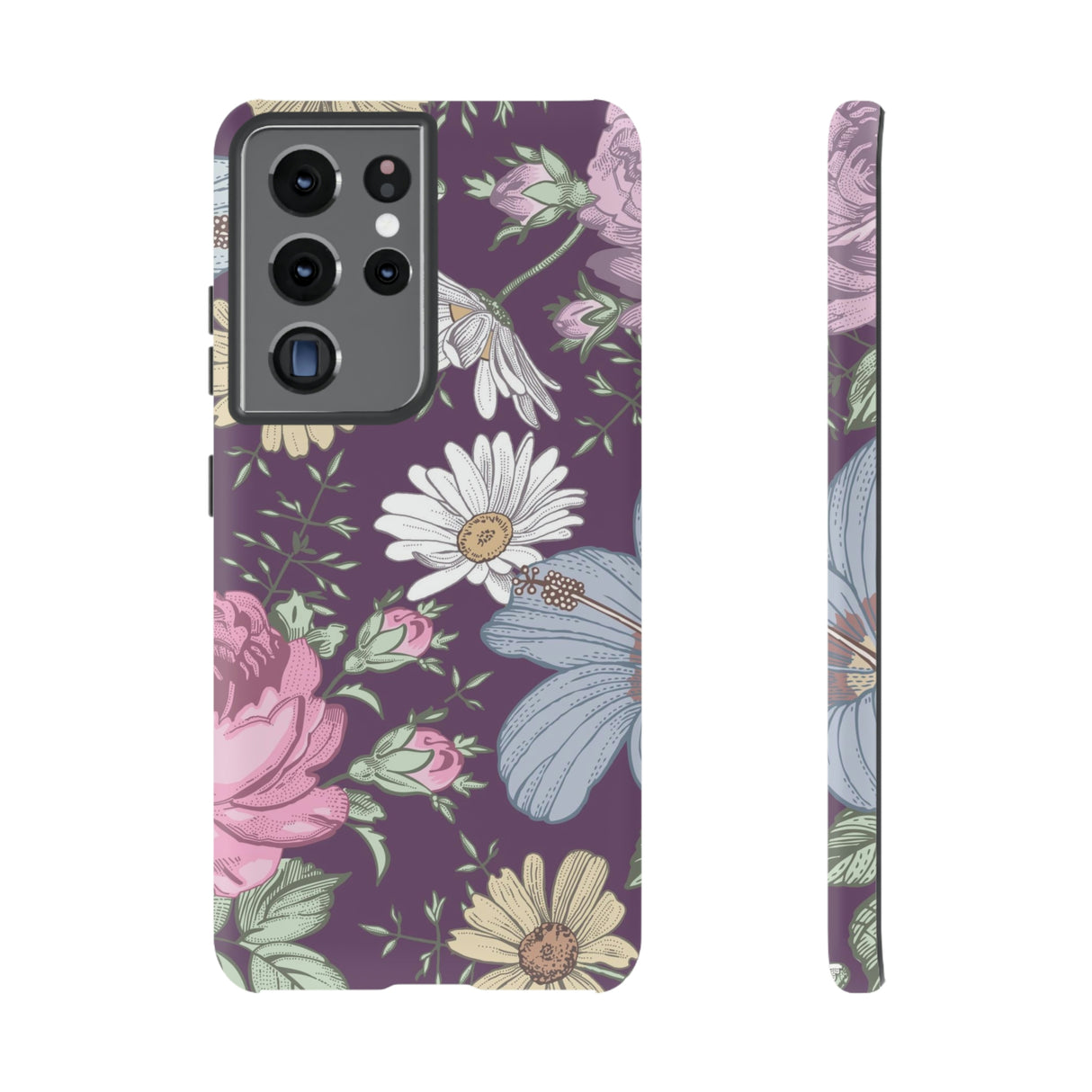 Purple Grass Vintage Flower Samsung Case (Protective) Samsung Galaxy S21 Ultra Matte Phone Case