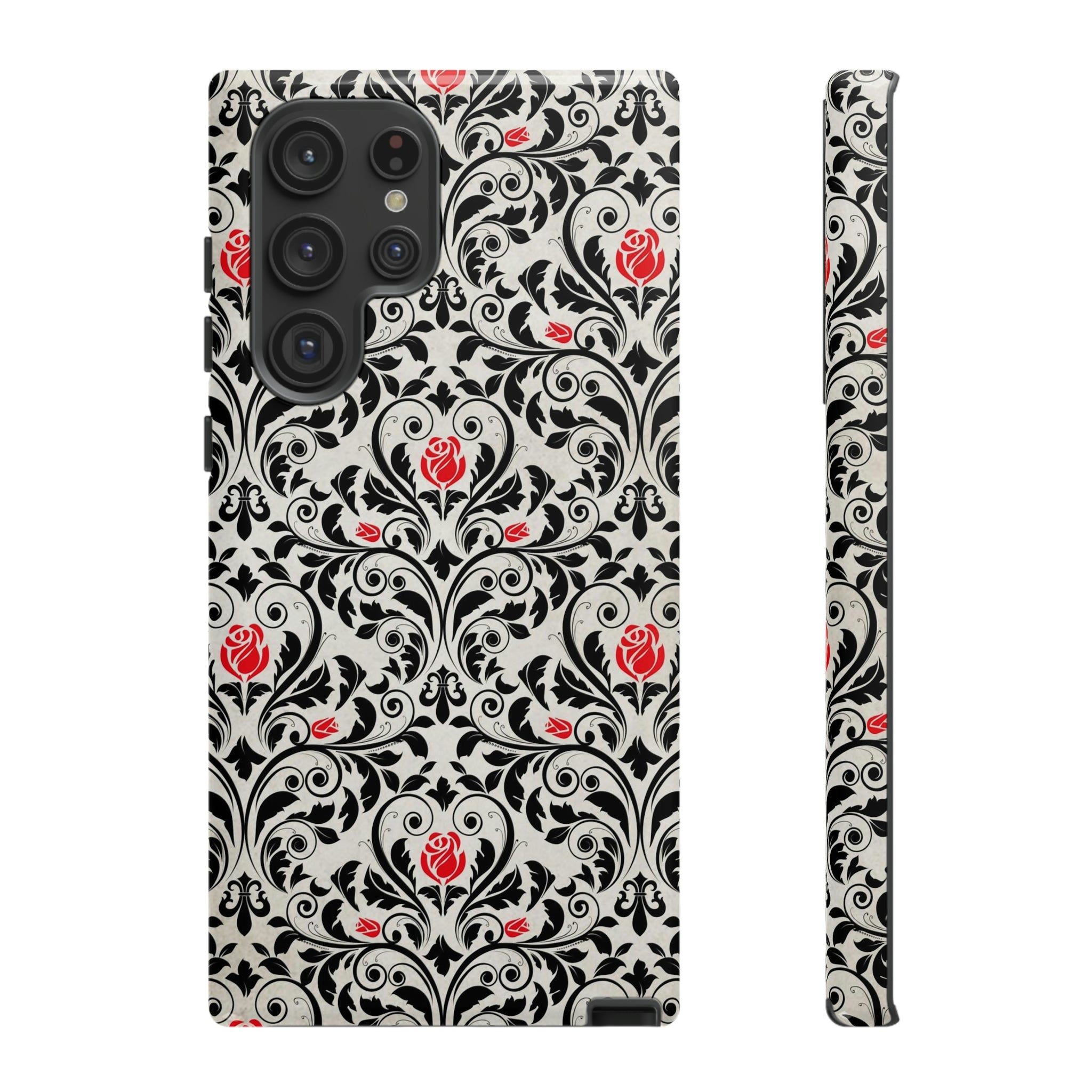 Black Rose Gothic Flower Samsung Case (Protective) Samsung Galaxy S22 Ultra Glossy Phone Case