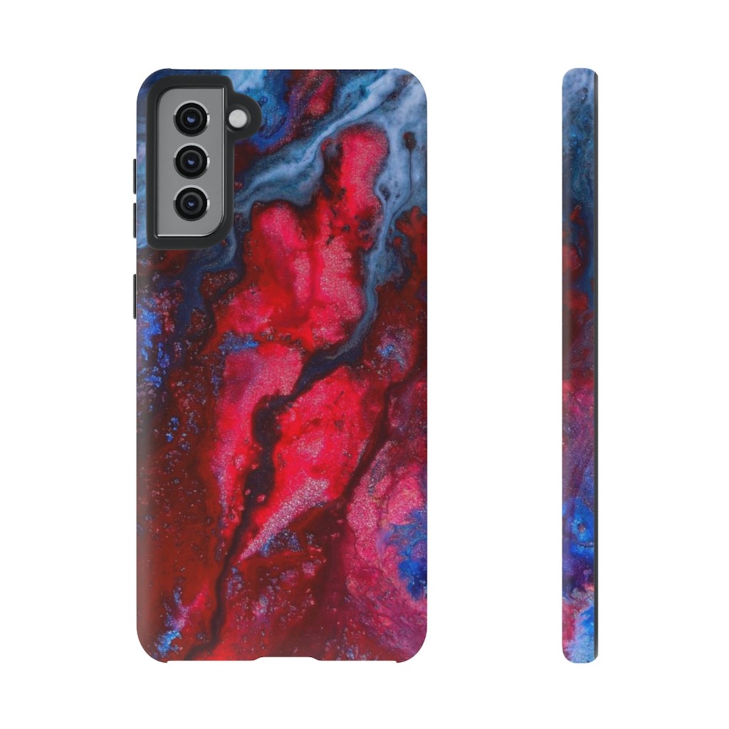 Neon Red Ink Art Android Case (Protective) Samsung Galaxy S21 Plus Matte Phone Case