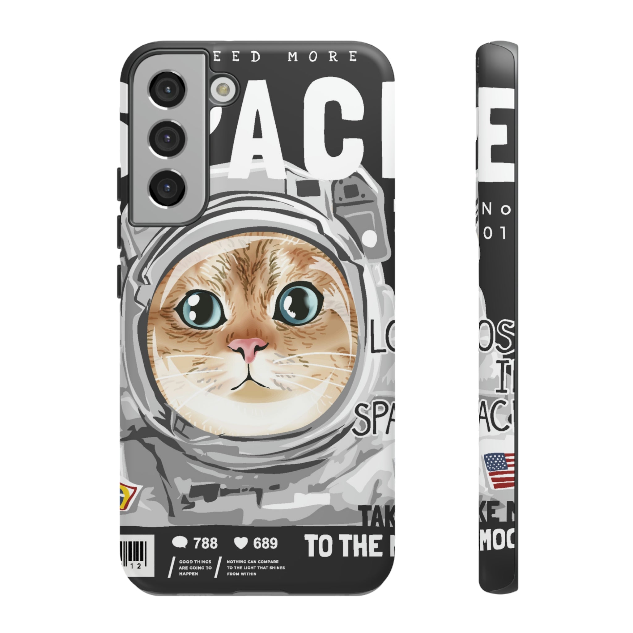 Space Cute Cat Android Case (Protective) Samsung Galaxy S22 Plus Matte Phone Case