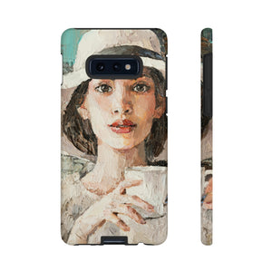 Lady White Hat Android Case (Protective) Samsung Galaxy S10E Glossy Phone Case