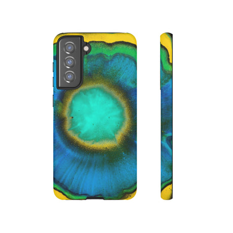 Neon Blue Ink Art Android Case (Protective) Samsung Galaxy S21 FE Matte Phone Case