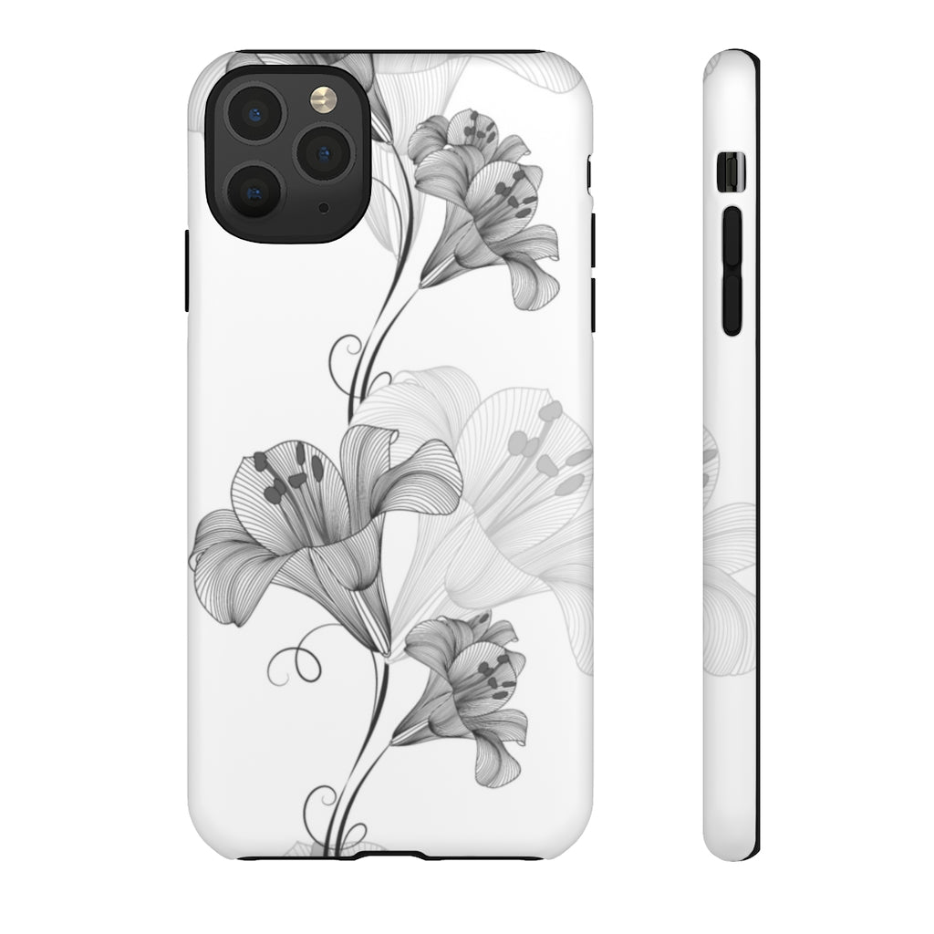 Lily Flower Monochrome iPhone Case (Protective) iPhone 11 Pro Max Matte Phone Case