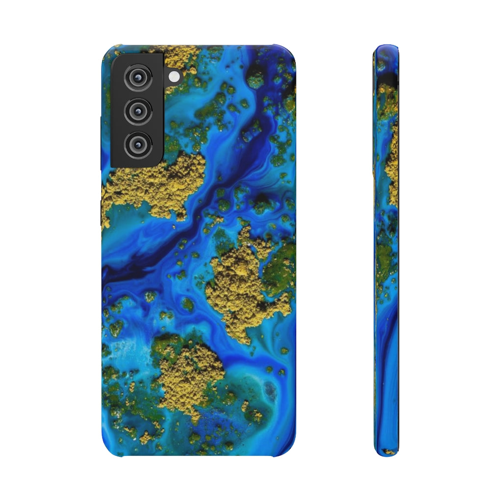 Blue Clear Ocean Ink Art Android Case (Slim) Samsung Galaxy S21 Glossy Phone Case