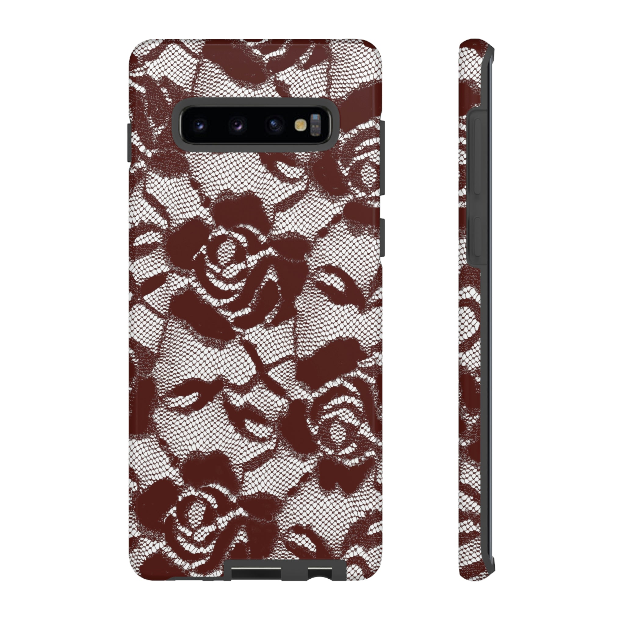 Red Rose Lace Gothic Flower Samsung Case (Protective) Samsung Galaxy S10 Plus Glossy Phone Case