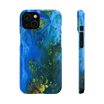 Blue Globe Ink Art iPhone Case (Slim) iPhone 14 Glossy Phone Case