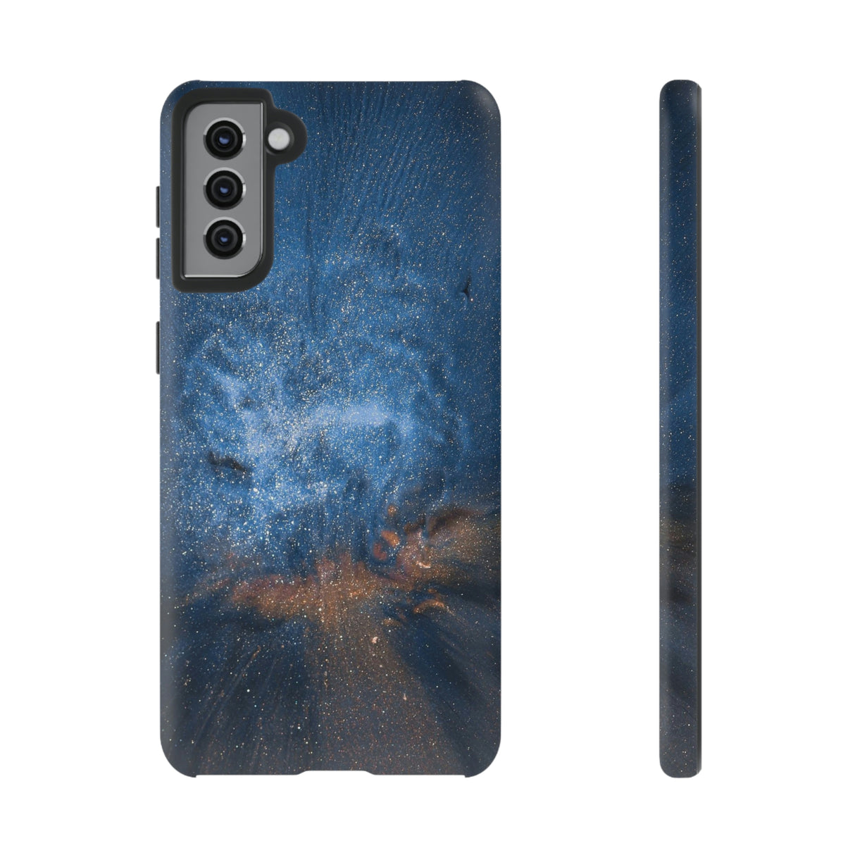 Blue Stardust Ink Art Android Case (Protective) Samsung Galaxy S21 Plus Matte Phone Case