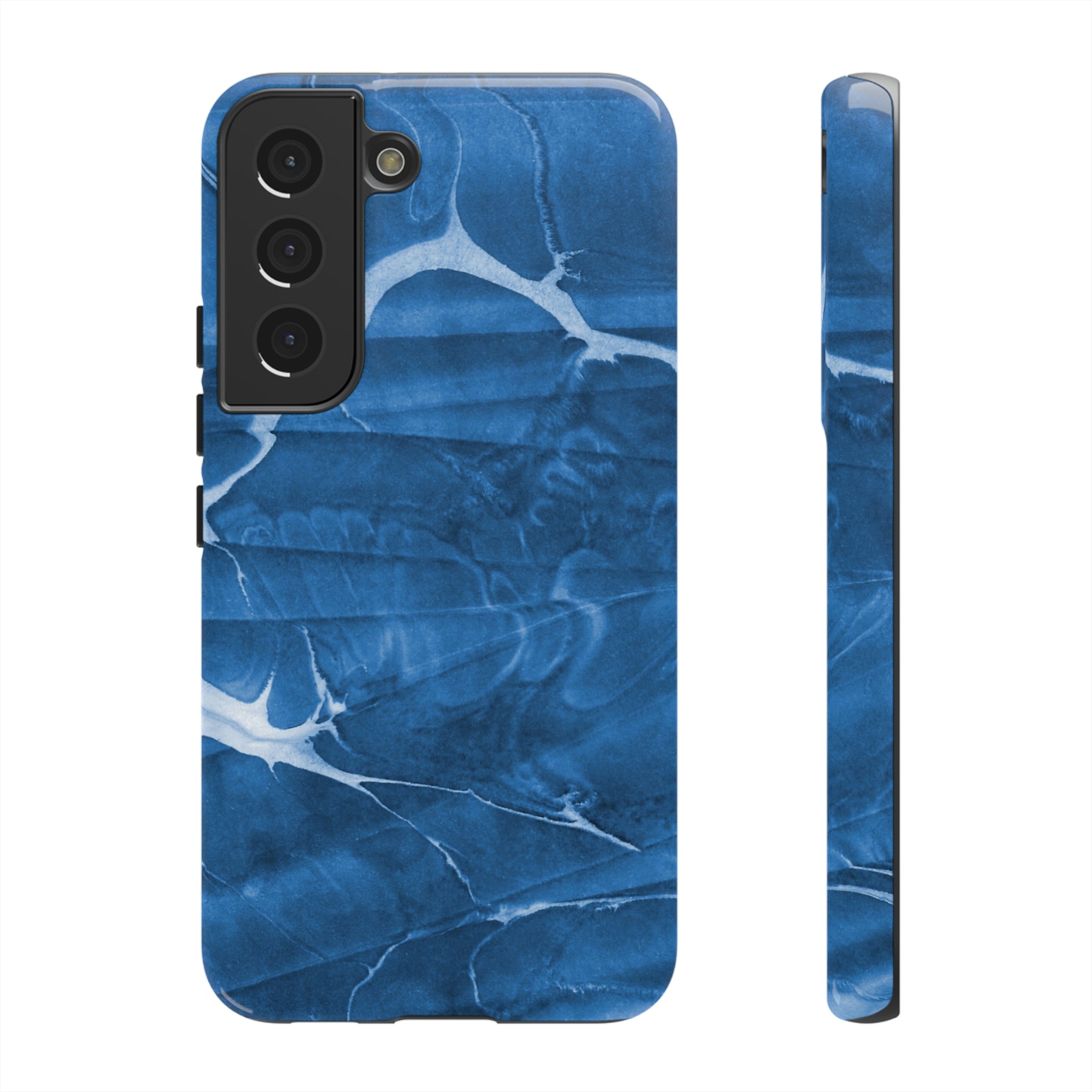 Ebru Blue Android Case (Protective) Samsung Galaxy S22 Glossy Phone Case