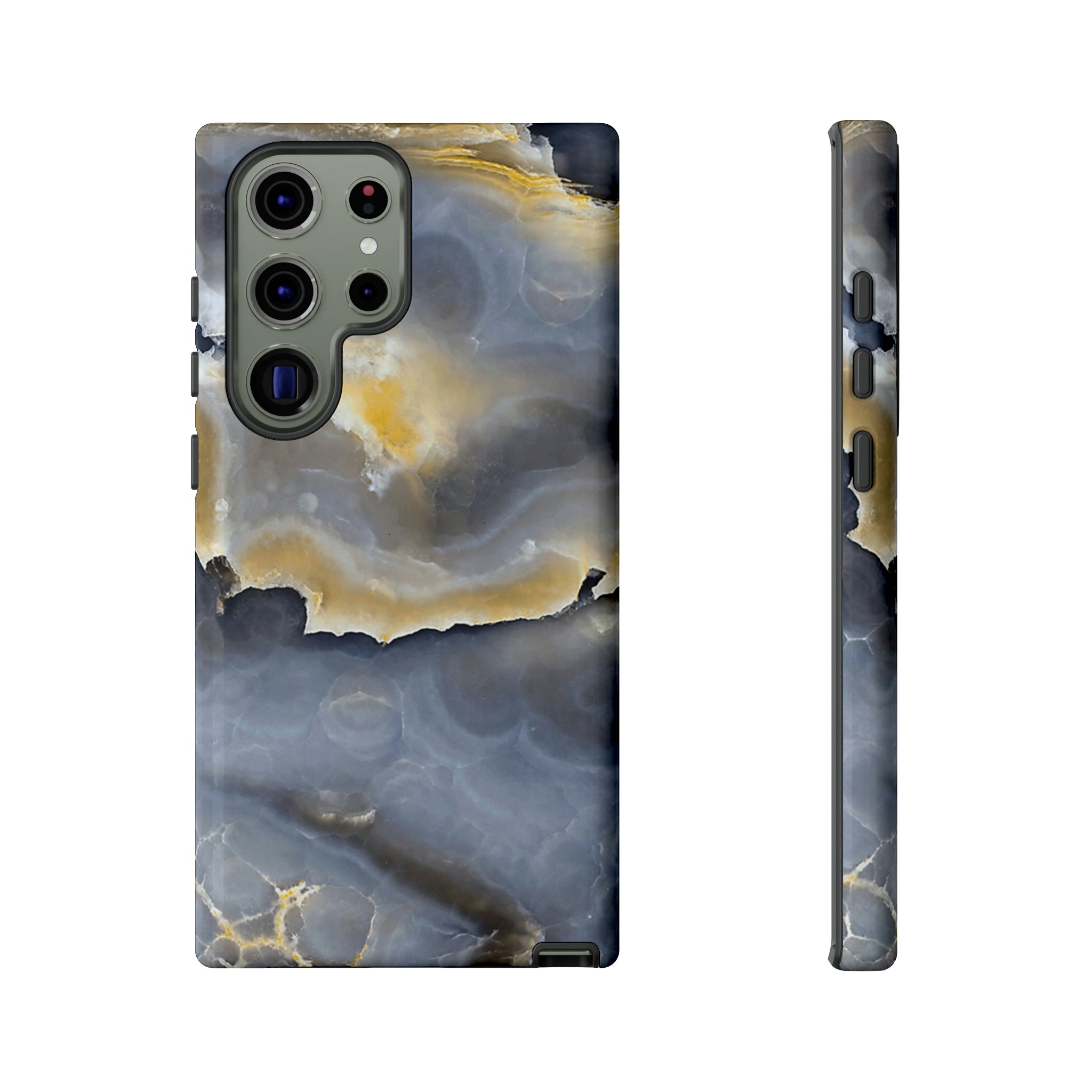 Marble Blue Gold Android Case (Protective) Samsung Galaxy S23 Ultra Glossy Phone Case