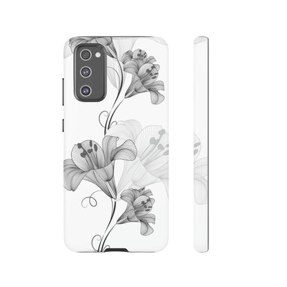 Lily Flower Monochrome Android Case (Protective) Samsung Galaxy S20 FE Matte Phone Case