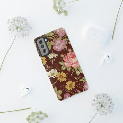 Dark red Vintage Flower Samsung Case (Protective) Phone Case