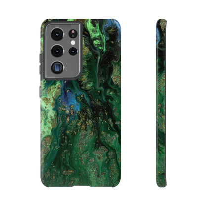 Green Liquid Marble Ink Art Android Case (Protective) Samsung Galaxy S21 Ultra Glossy Phone Case