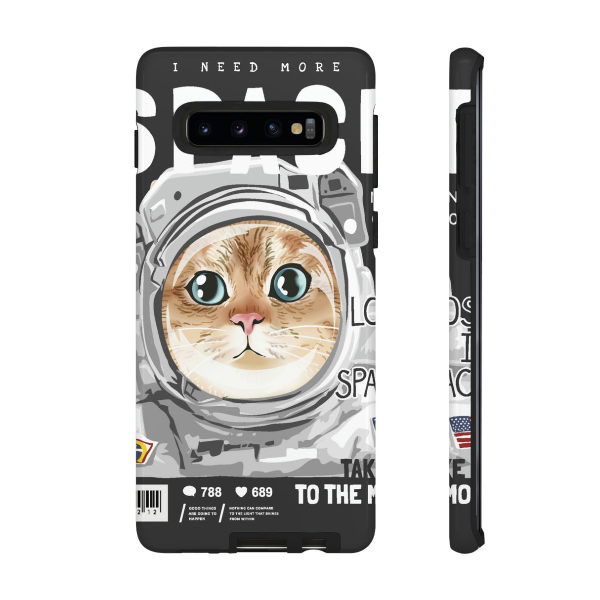 Space Cute Cat Android Case (Protective) Samsung Galaxy S10 Glossy Phone Case